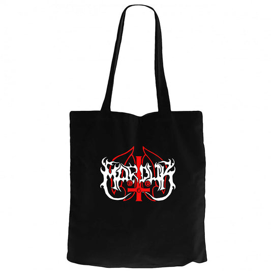Marduk Logo Siyah Fermuarlı Bez Çanta Gabardin