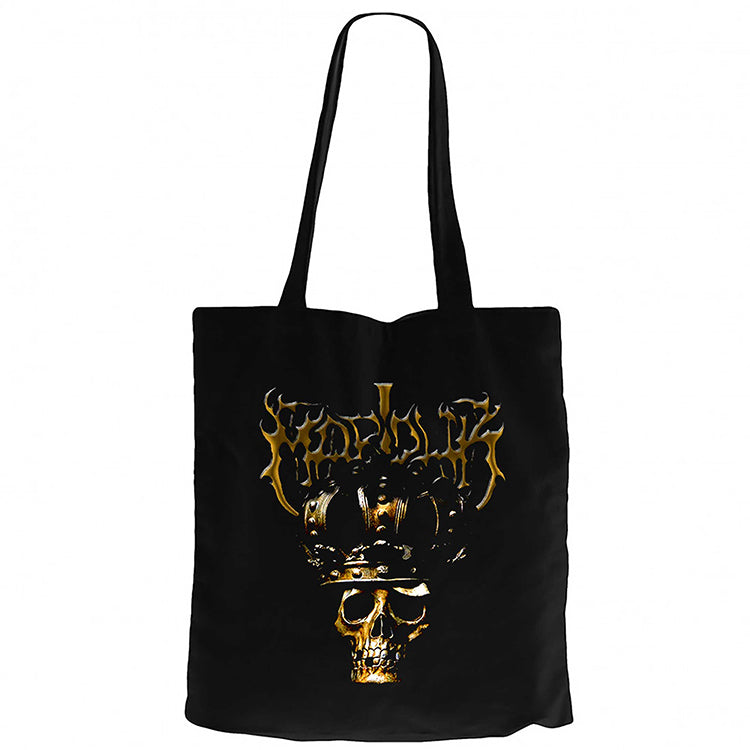 Marduk Skull Siyah Fermuarlı Bez Çanta Gabardin
