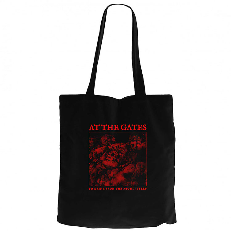 At The Gates To Drink from the Night Itself Siyah Fermuarlı Bez Çanta Gabardin
