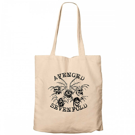 Avenged Sevenfold Smile Skulls Krem Fermuarlı Bez Çanta Gabardin