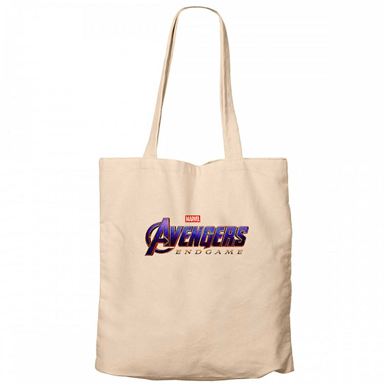 Avengers End Game Logo Krem Fermuarlı Bez Çanta Gabardin