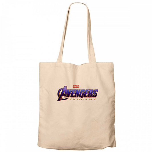 Avengers End Game Logo Krem Fermuarlı Bez Çanta Gabardin