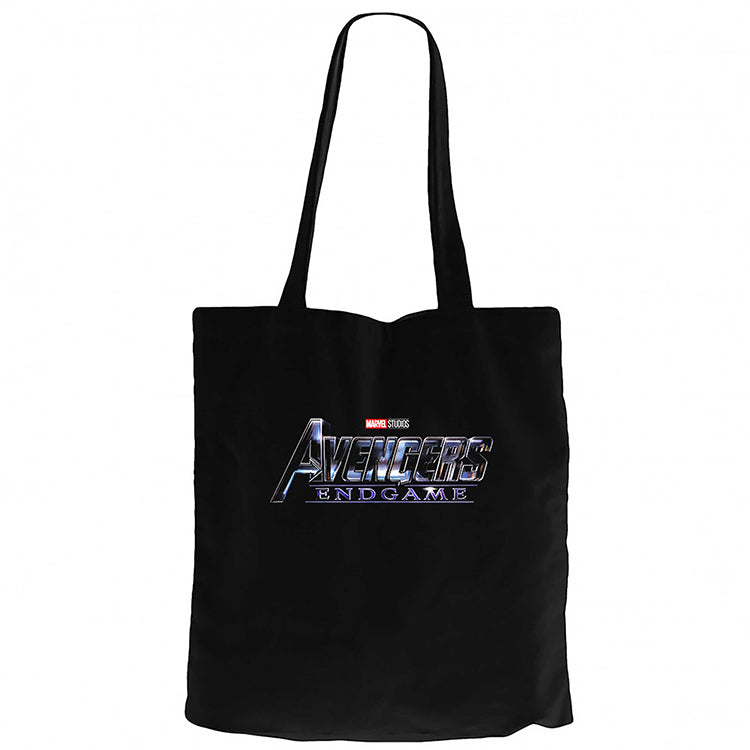 Avengers End Game Logo 2 Siyah Fermuarlı Bez Çanta Gabardin
