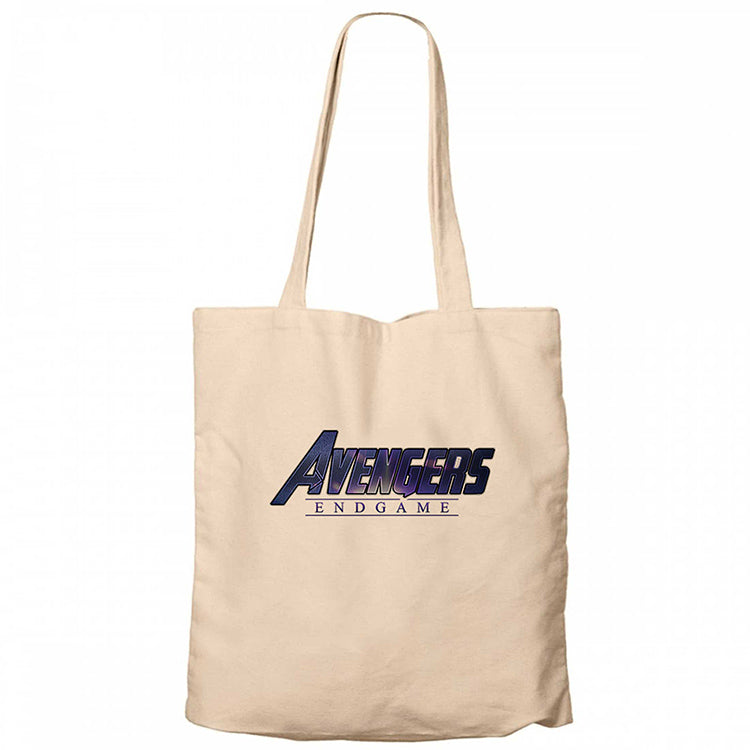 Avengers End Game Logo 3 Krem Fermuarlı Bez Çanta Gabardin