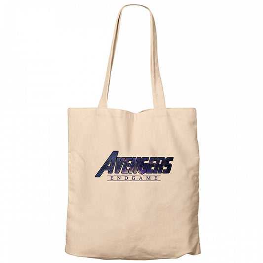 Avengers End Game Logo 3 Krem Fermuarlı Bez Çanta Gabardin