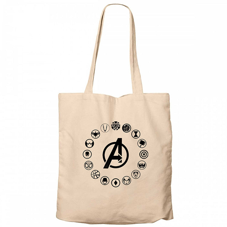 Avengers Heroes Logo Krem Fermuarlı Bez Çanta Gabardin
