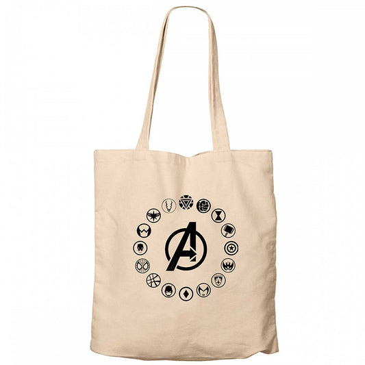 Avengers Heroes Logo Krem Fermuarlı Bez Çanta Gabardin