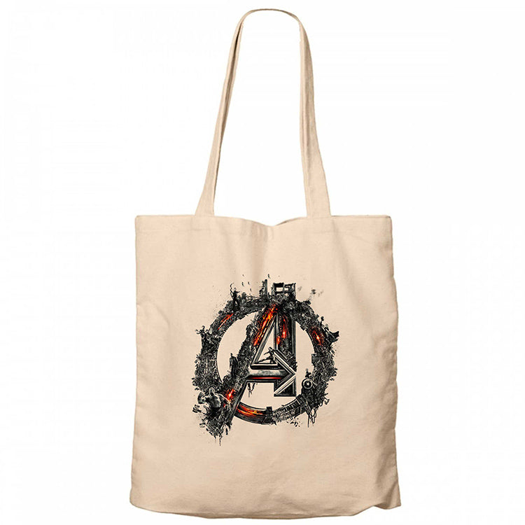 Avengers Logo 2 Krem Fermuarlı Bez Çanta Gabardin