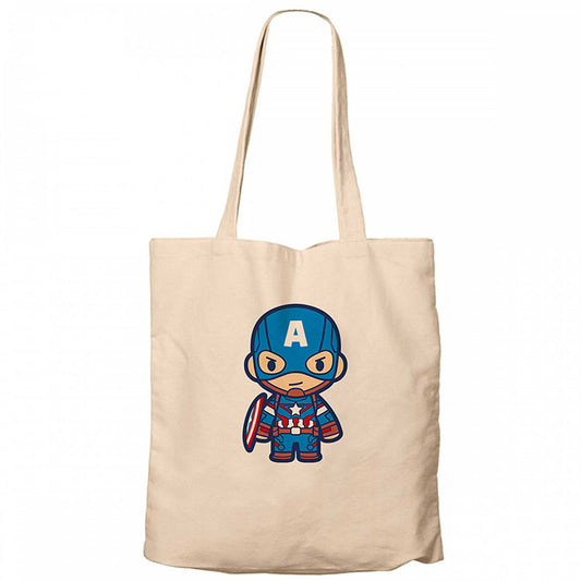 Captain America Animation Krem Fermuarlı Bez Çanta Gabardin