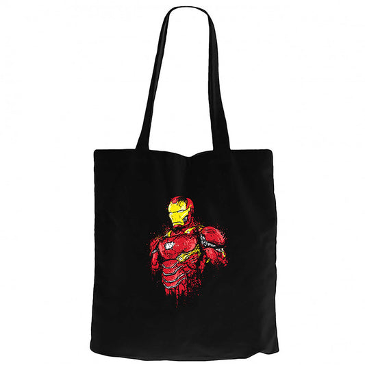 Iron Man Armor Siyah Fermuarlı Bez Çanta Gabardin
