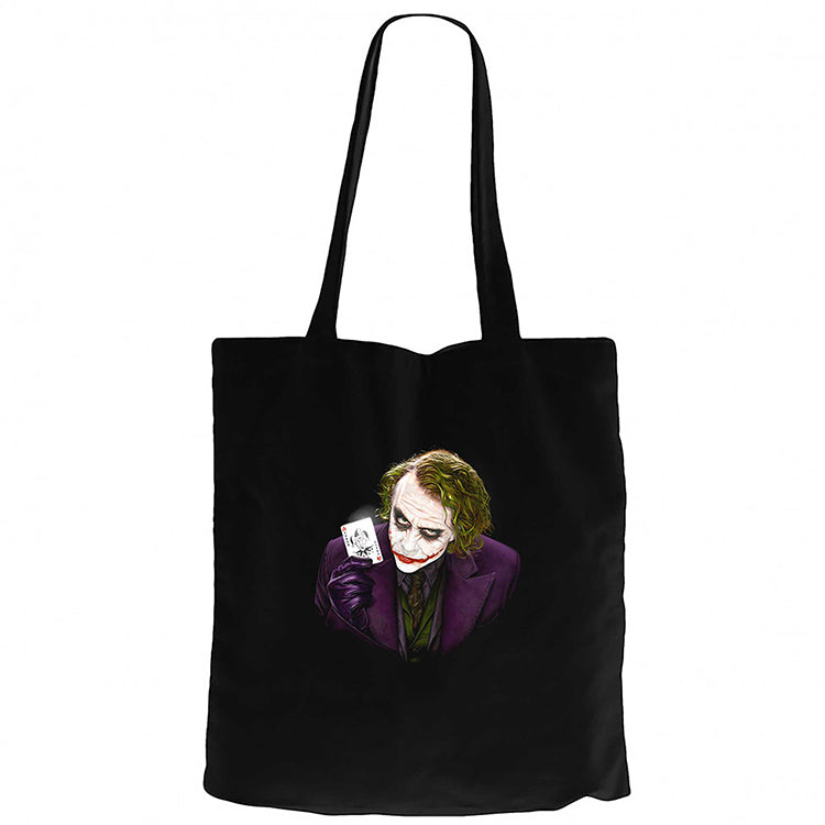 Joker Poker Card Siyah Fermuarlı Bez Çanta Gabardin