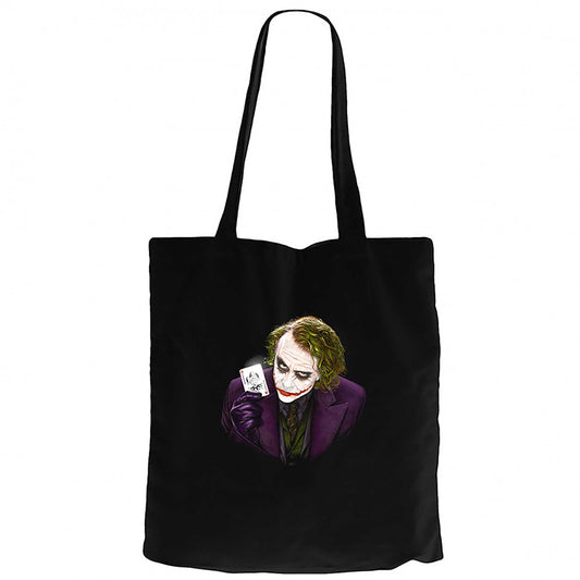 Joker Poker Card Siyah Fermuarlı Bez Çanta Gabardin