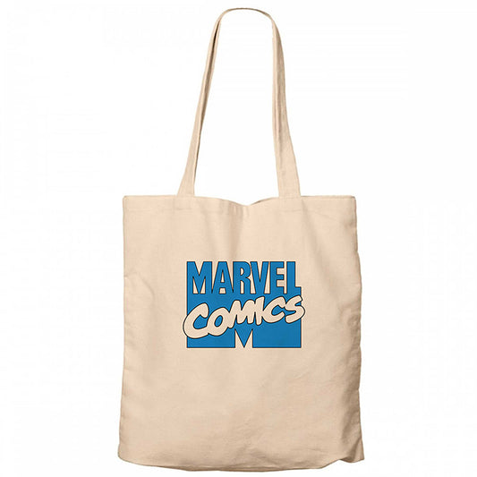 Marvel Comics Blue Logo Krem Fermuarlı Bez Çanta Gabardin