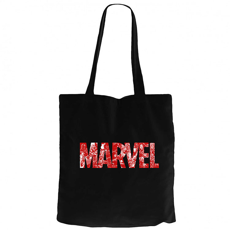 Marvel Heroes in Post 3 Siyah Fermuarlı Bez Çanta Gabardin