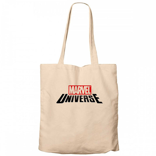 Marvel Universe Logo Krem Fermuarlı Bez Çanta Gabardin