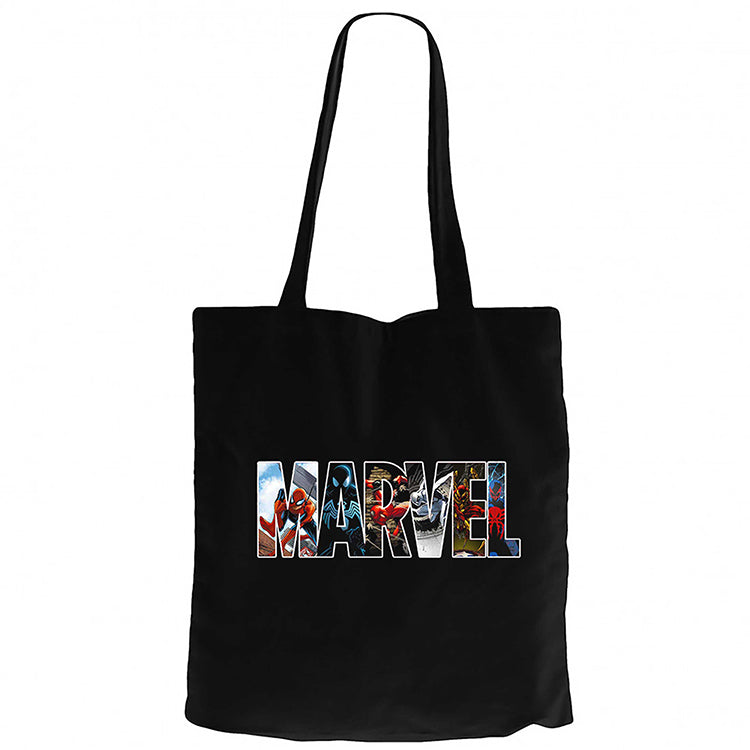 Marvel Spiderman in Post Siyah Fermuarlı Bez Çanta Gabardin