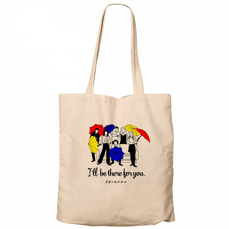 Friends I Will Be There For You Krem Fermuarlı Bez Çanta Gabardin
