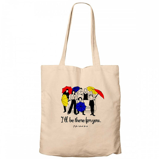 Friends I Will Be There For You Krem Fermuarlı Bez Çanta Gabardin
