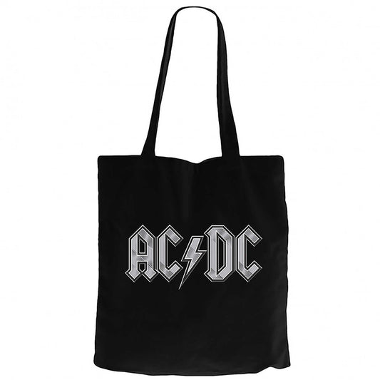 Ac Dc Logo Classic Siyah Fermuarlı Bez Çanta Gabardin