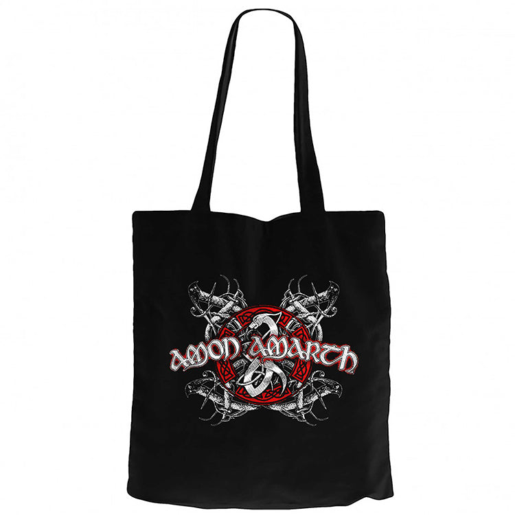 Amon Amarth Black and Red Siyah Fermuarlı Bez Çanta Gabardin