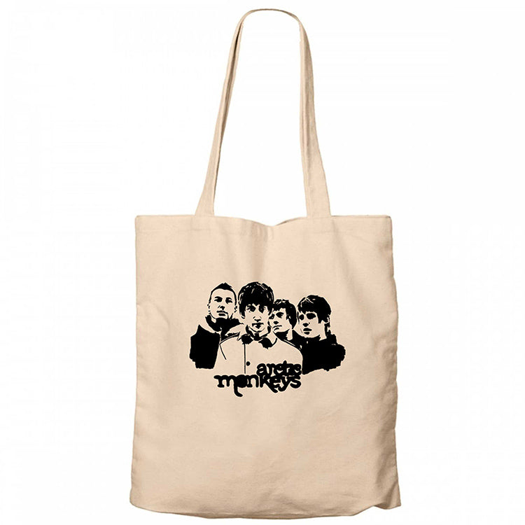 Arctic Monkeys Group Krem Fermuarlı Bez Çanta Gabardin