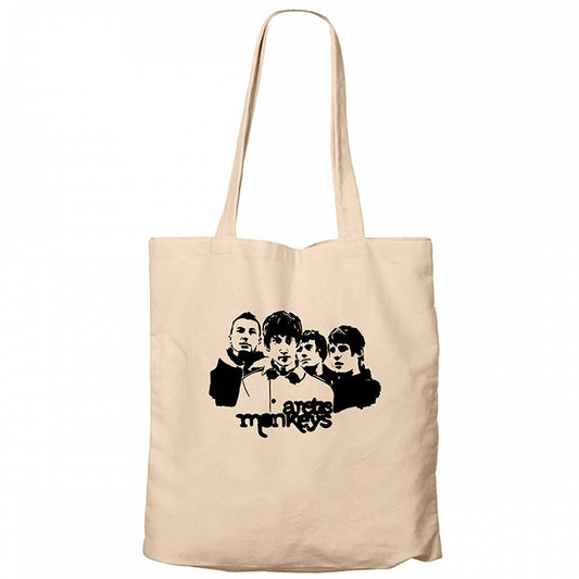 Arctic Monkeys Group Krem Fermuarlı Bez Çanta Gabardin