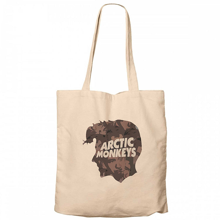 Arctic Monkeys Head Krem Fermuarlı Bez Çanta Gabardin