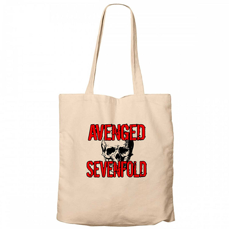 Avenged Sevenfold Skull Krem Fermuarlı Bez Çanta Gabardin