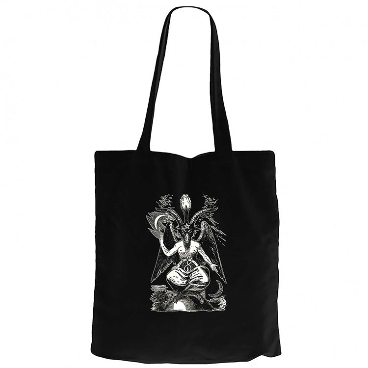 Baphomet Cliphas Levi Del Siyah Fermuarlı Bez Çanta Gabardin