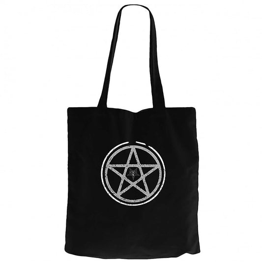 Baphomet Pentagram Siyah Kanvas Bez Çanta