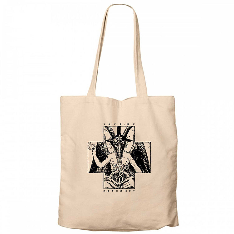 Baphomet Save Me Krem Fermuarlı Bez Çanta Gabardin