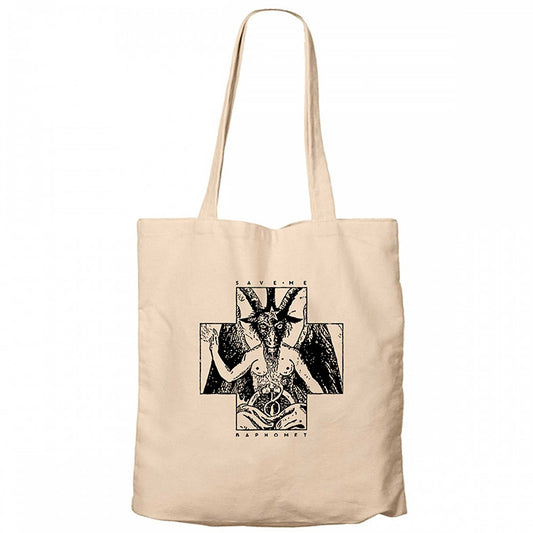 Baphomet Save Me Krem Fermuarlı Bez Çanta Gabardin