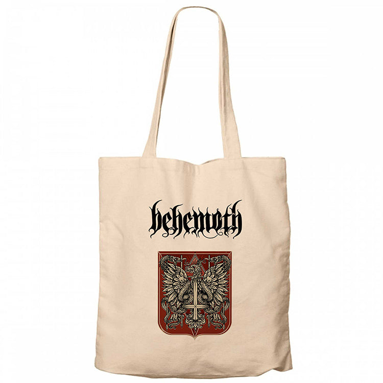 Behemoth Eagle and Snake Krem Fermuarlı Bez Çanta Gabardin