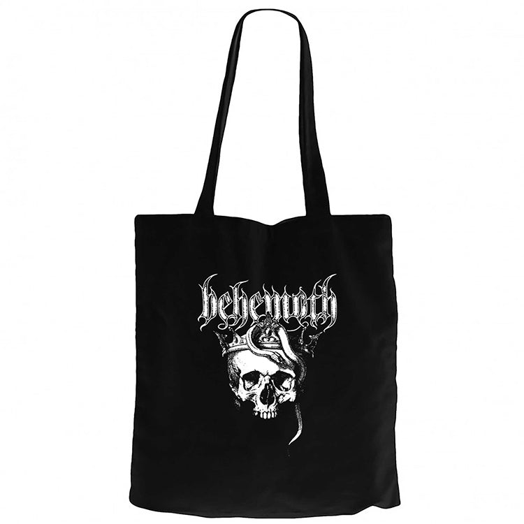 Behemoth Skull Siyah Fermuarlı Bez Çanta Gabardin