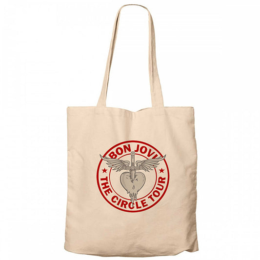 Bon Jovi The Circle Tour Krem Fermuarlı Bez Çanta Gabardin