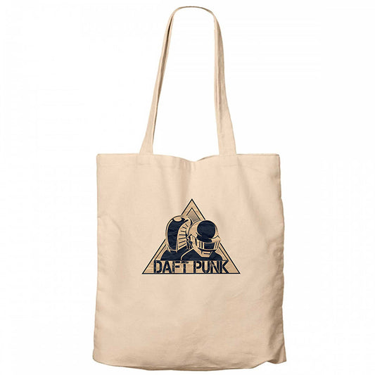 Daft Punk Triangle Krem Fermuarlı Bez Çanta Gabardin