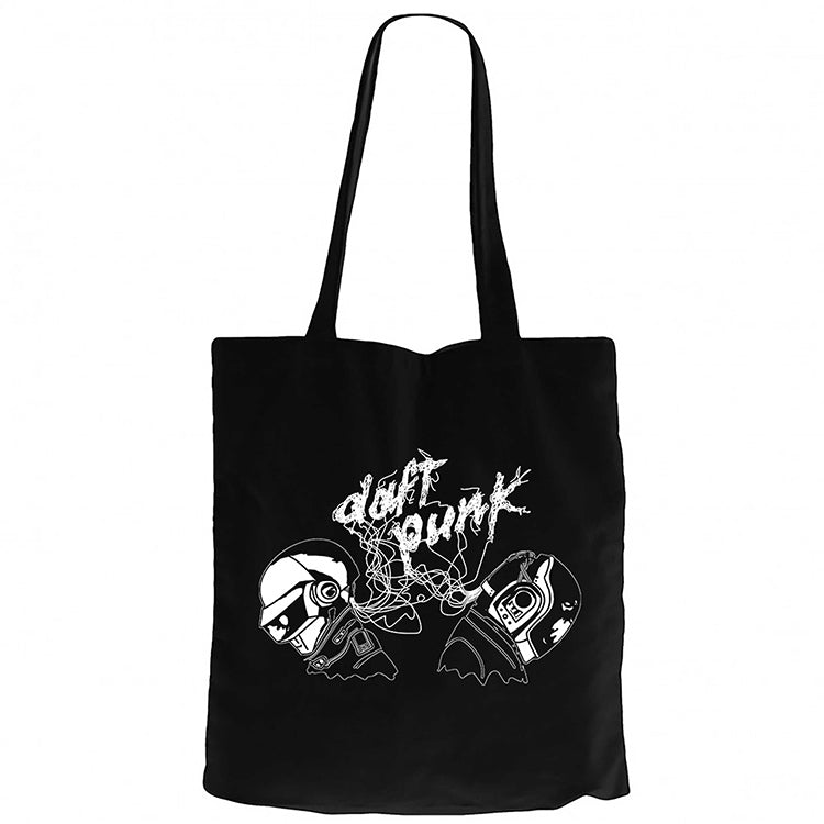 Daft Punk Ropes Siyah Fermuarlı Bez Çanta Gabardin