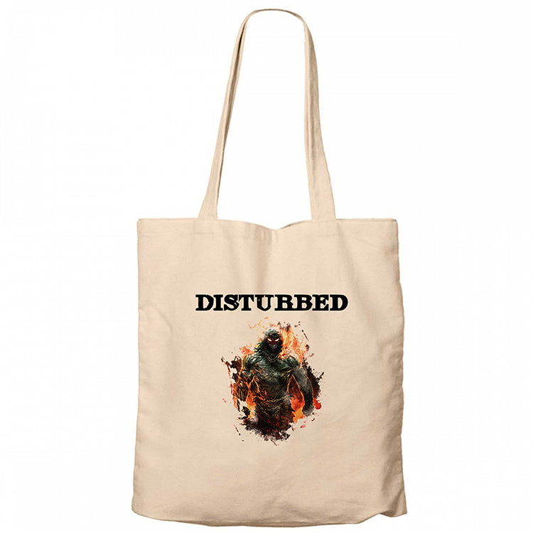 Disturbed Monster Krem Fermuarlı Bez Çanta Gabardin