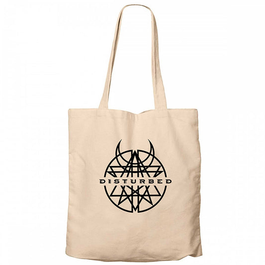 Disturbed Logo Krem Fermuarlı Bez Çanta Gabardin