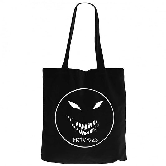 Disturbed Circle Siyah Fermuarlı Bez Çanta Gabardin