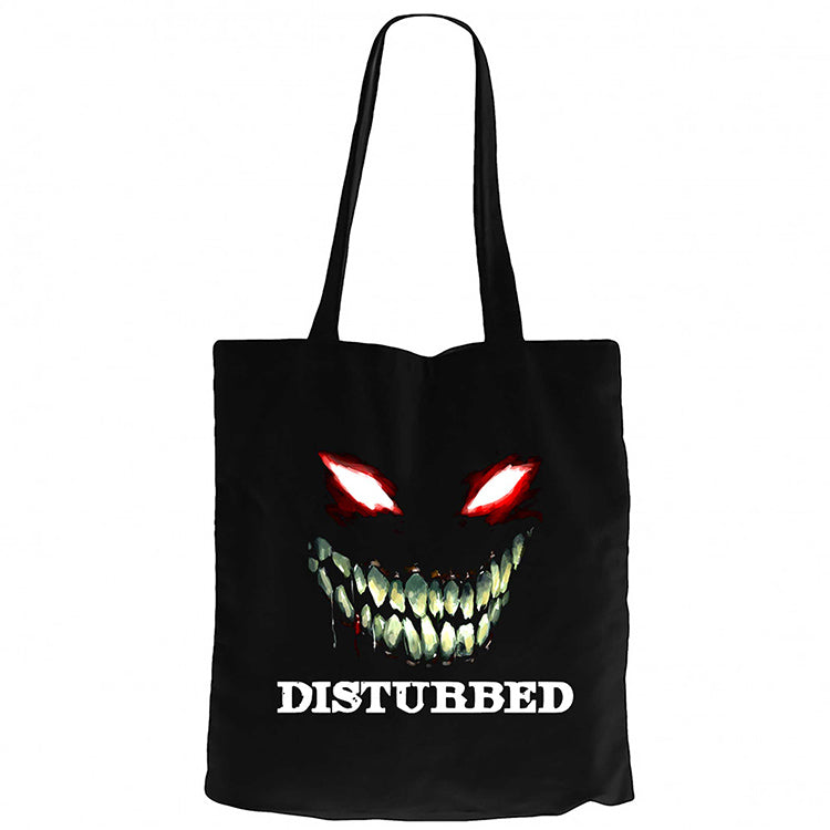 Disturbed Teeth and Eyes Siyah Fermuarlı Bez Çanta Gabardin