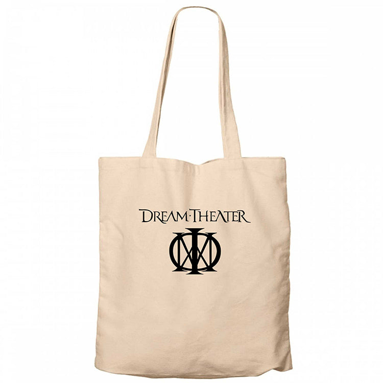 Dream Theater Logo Krem Fermuarlı Bez Çanta Gabardin