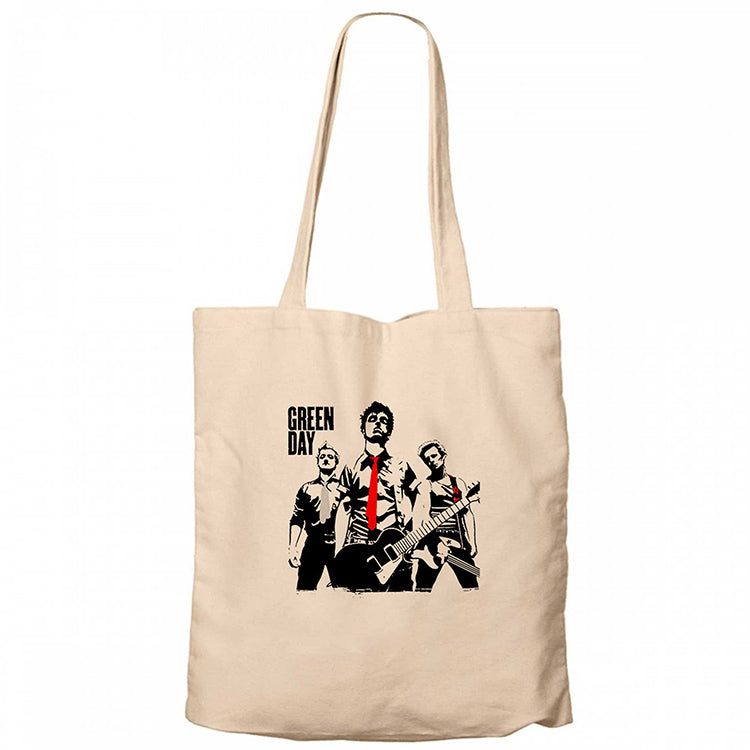 Green Day Group and Bomb Krem Fermuarlı Bez Çanta Gabardin