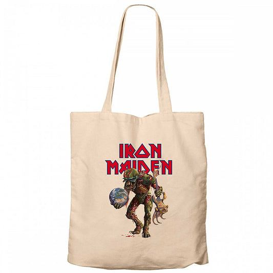 Iron Maiden Monster Guitarist Krem Fermuarlı Bez Çanta Gabardin
