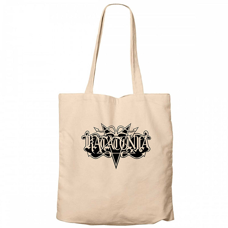 Katatonia Logo Krem Fermuarlı Bez Çanta Gabardin