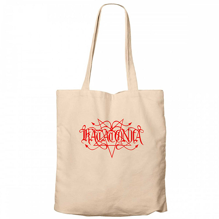 Katatonia Logo Red Krem Fermuarlı Bez Çanta Gabardin