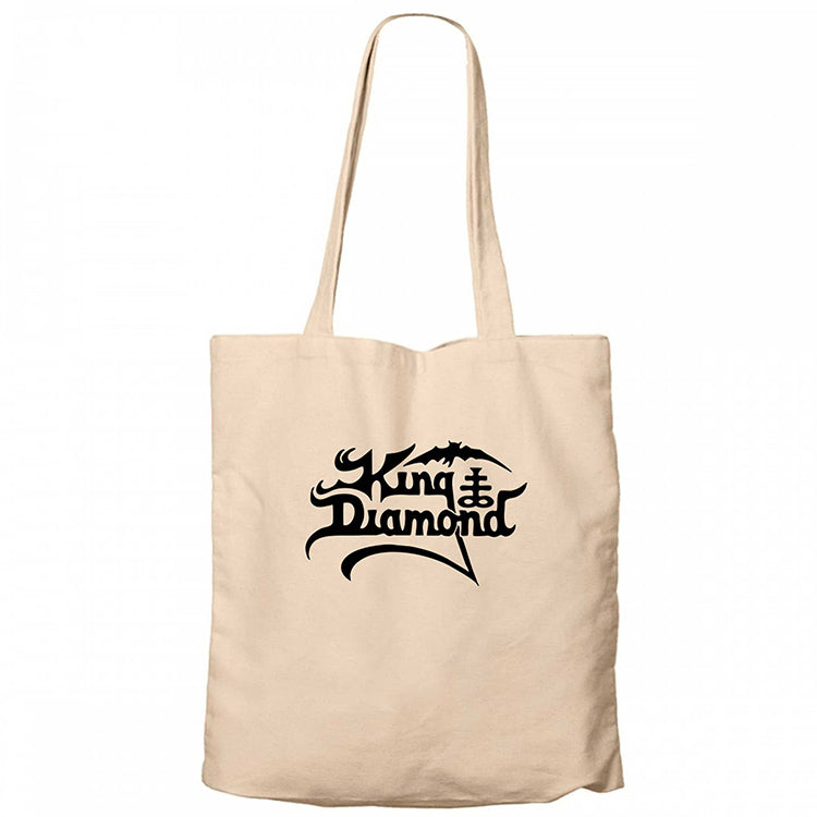 King Diamond Logo Krem Fermuarlı Bez Çanta Gabardin