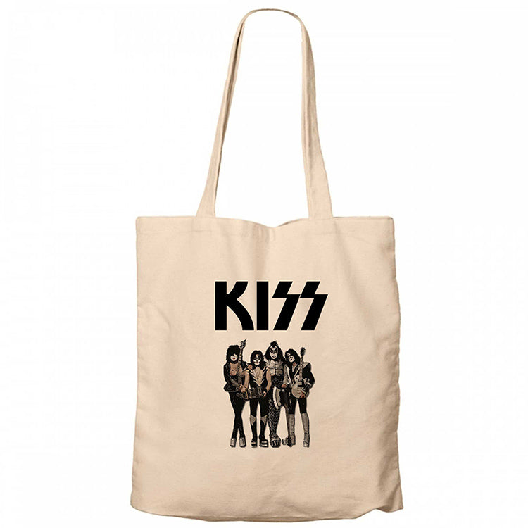 Kiss Anime Krem Fermuarlı Bez Çanta Gabardin