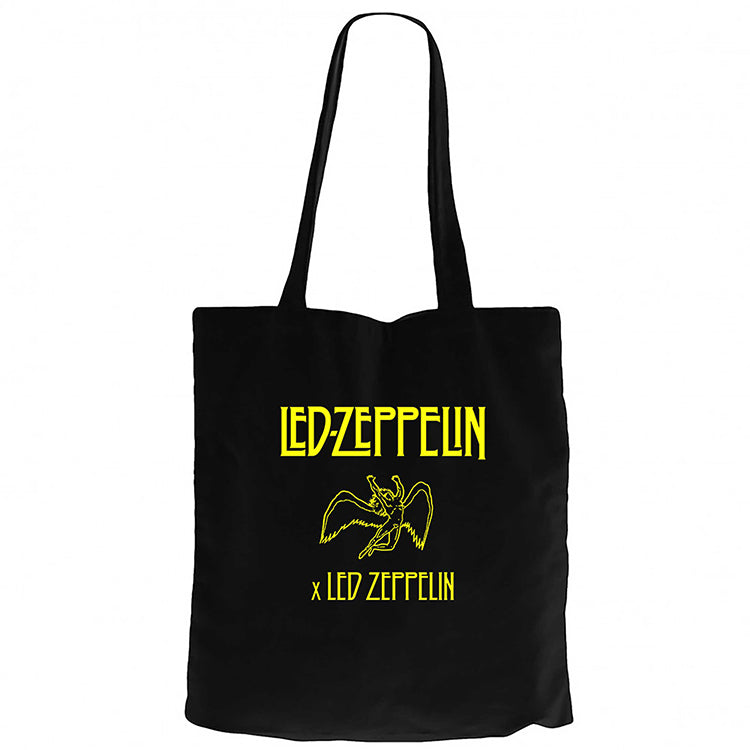 Led Zeppelin Angel Siyah Fermuarlı Bez Çanta Gabardin