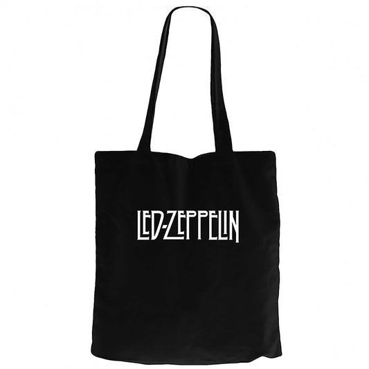 Led Zeppelin Logo Siyah Fermuarlı Bez Çanta Gabardin